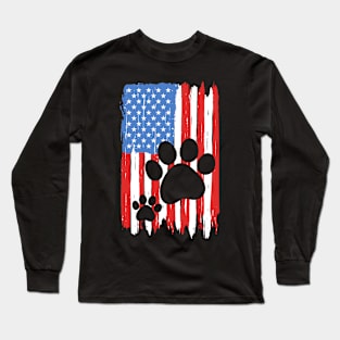 American Flag Pet Graphic Long Sleeve T-Shirt